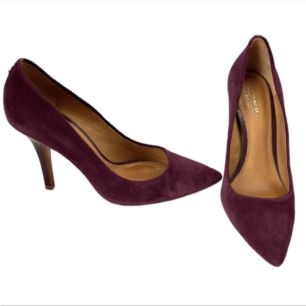 Coach Plum Suede Heels Size 7M - Picture 5 of 6